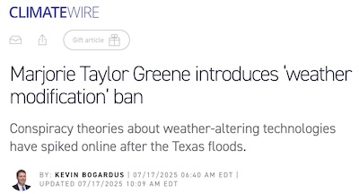Bogardus @ PoliticoPro ClimateWire: MTG vs 'weather modification'
