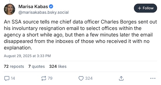 Kabas @ BlueSky: Borges resignation mysteriously disappeared from inboxes minutes later