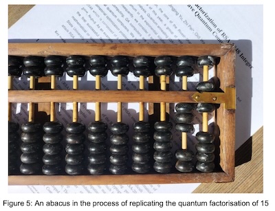 Gutmann & Neuhaus @ Crypto ePrint Archive: an abacus, humorously laid atop a copy of the D-Wave paper