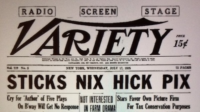 McCall @ Variety, 1935: A headline eclipses the article it's supposed to highlight