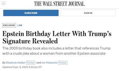 Safdar & Palazzolo @ WSJ: Epstein birthday letter with Trump's signature