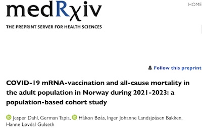 Dahl, et al. @ medRχiv: mRNA vaccination all-cause mortality in Norway