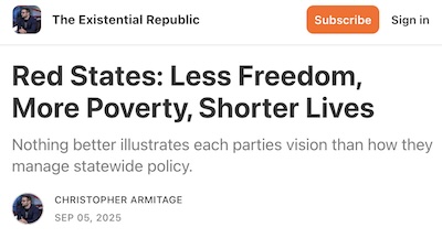 Armitage @ Existential Republic: red sates less freedom, more poverty, shorter lives