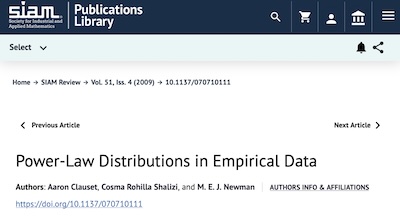 Clauset, Shalizi, and Newman @ SIAM Review: Power-law distributions in empirical data