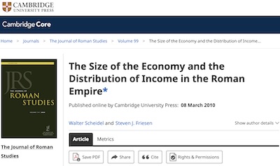 Scheidel & Friesen @ Jnl Rom Stud: US now more unequal than ancient Rome Scheidel & Friesen @ Jnl Rom Stud: US now more unequal than ancient Rome