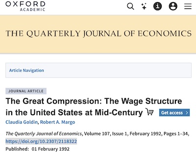 Goldin & Margo @ QJE: The Great Compression