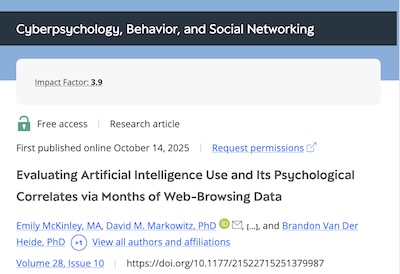 Mckinley, et al. @ Cyberpsych: Who uses AI and what sort of personalities do they have?