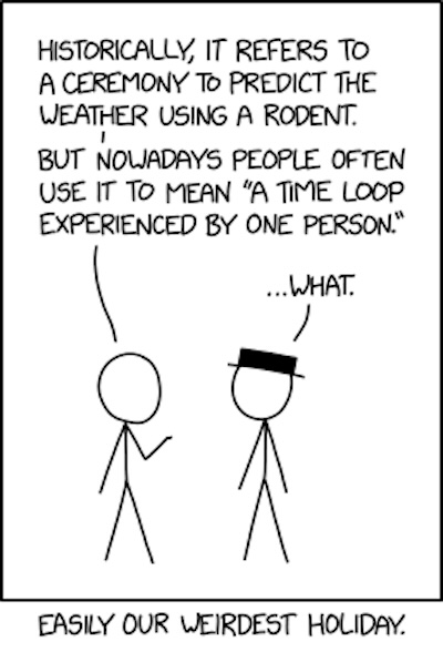 XKCD 3202: Groundhog Day as 2 different things, each quite improbable