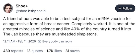 Poster @ BlueSky: anecdote about participation in a breast cancer mRNA vaccine trial Poster @ BlueSky: anecdote about participation in a breast cancer mRNA vaccine trial