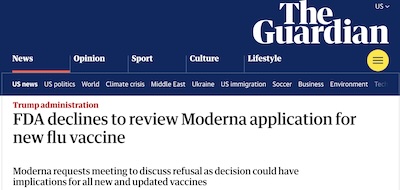 Schreiber @ Guardian: FDA declines to review mRNA flu vax application