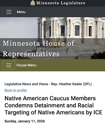 MN Rep Keeler: Native American caucus members condemn targeting by ICE