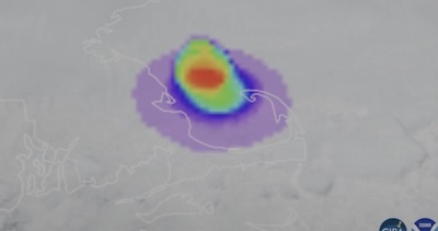 NASA image showing explosion area over Cap Code Bay