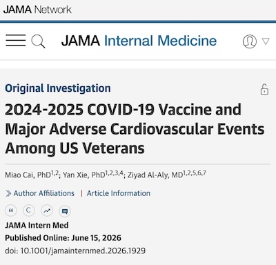 Cai, et al. @ JAMA IM: Million-patient study shows COVID-19 vaccine is cardio-protective