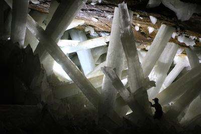 Naica Crystal Cave: filled with beautiful selenite crystals, but unsurvivable for more than 10 minutes due to water condensation in your lungs