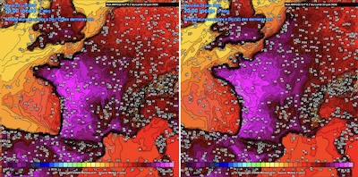 Temperatures in France, 2026-Jun-23
