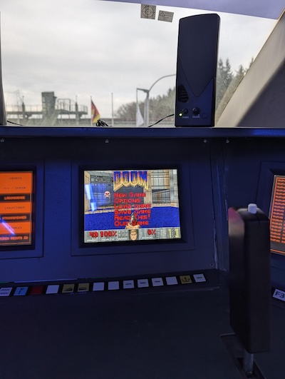 DOOM running on the cockpit monitor of a TransRapid train in Germany