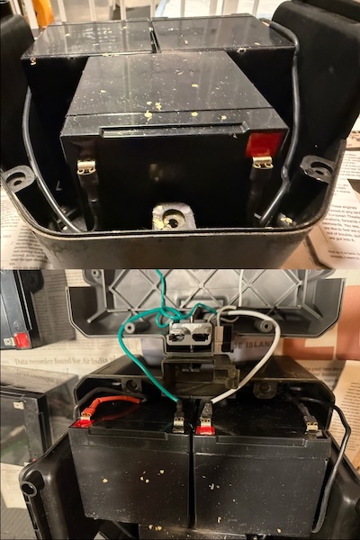 Battery surgery: Front & back views of which color wires attach to which color terminals