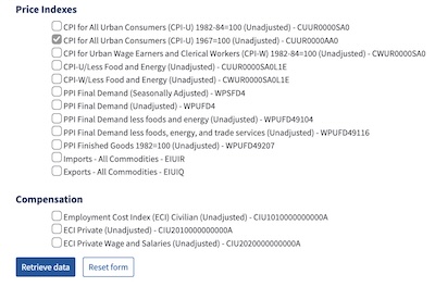 BLS CPI-U download choices 1