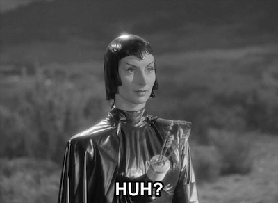 Patricia Laffan playing 'Nyah' in the 1954 British movie 'Devil Girl from Mars'