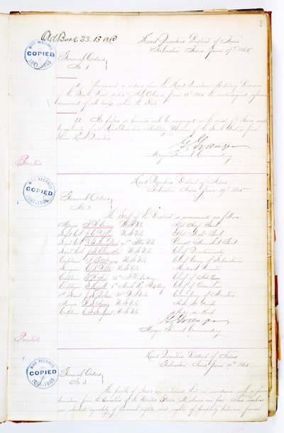 Juneteenth General Order 3, handwritten version, page 1